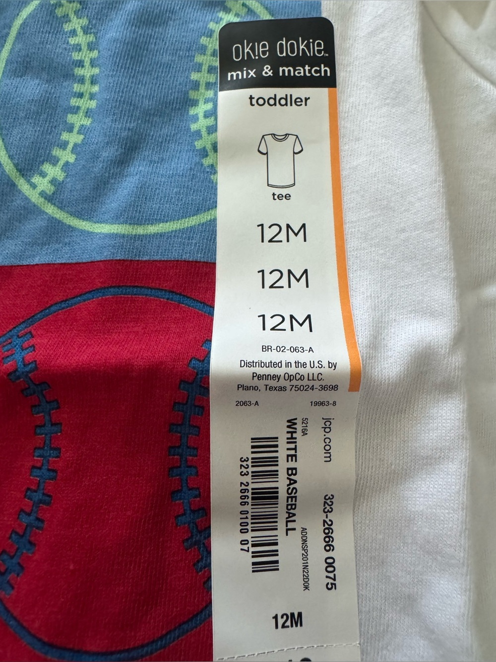 okie dokie White, Blue & Red Toddler Baseball Tee